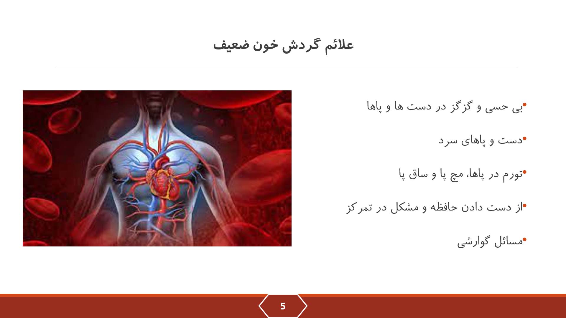 پاورپوینت در مورد گردش خون ضعیف